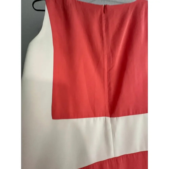 Zara Basic Coral White Colorblock Mod 70s inspired Sheath Sleeveless Dress Sz M - Picture 11 of 12